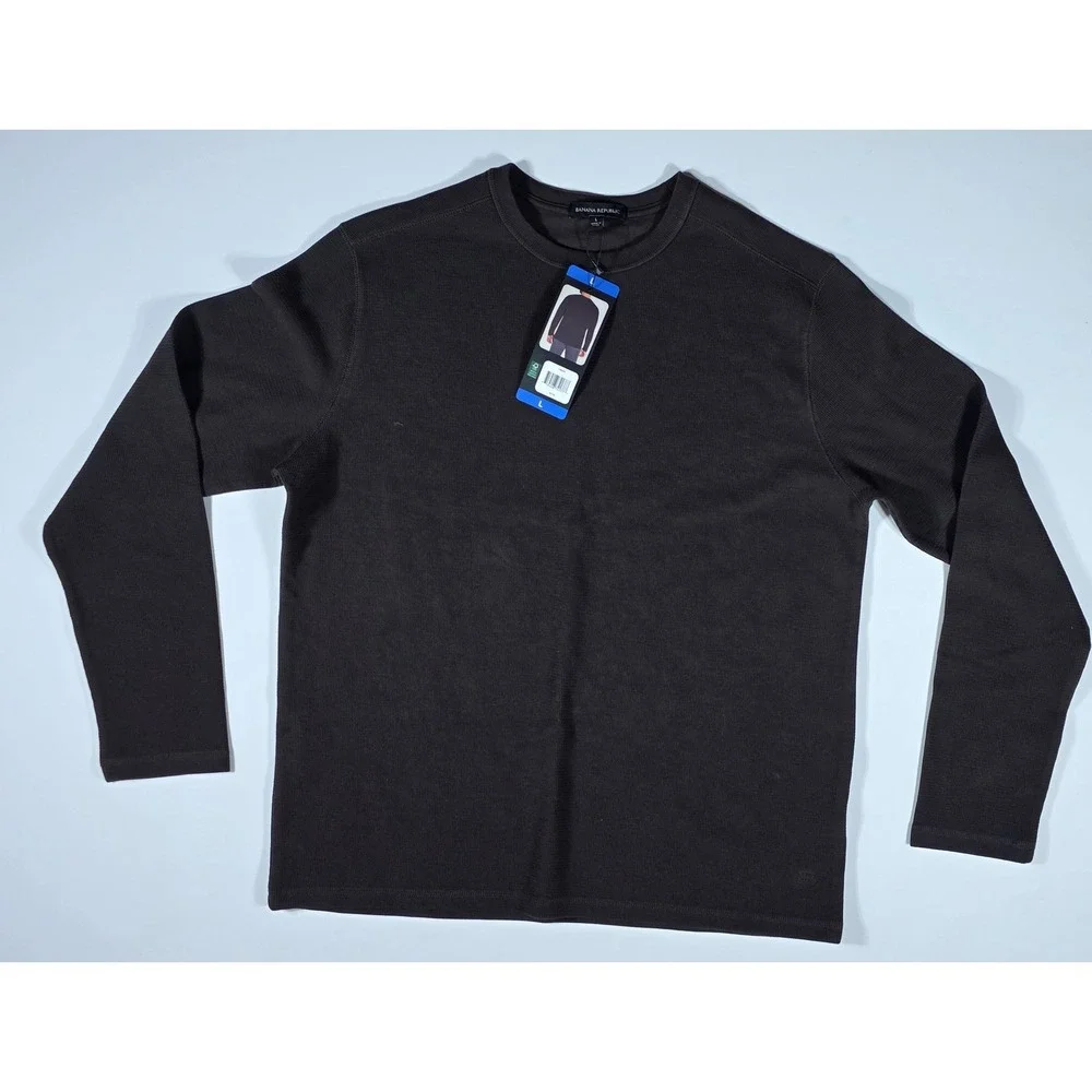 Banana Republic Men's Textured Double Knit Crew Neck Sweater Brown Large NWT